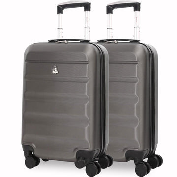 Aerolite (55x35x20cm) Lightweight Hard Shell Cabin Hand Luggage (x2 Set)
